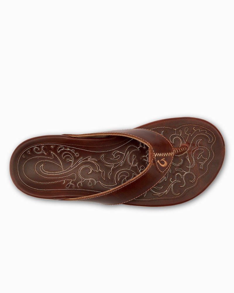 OLUKAI Hiapo Men's Beach Sandals, Full-Grain Leather