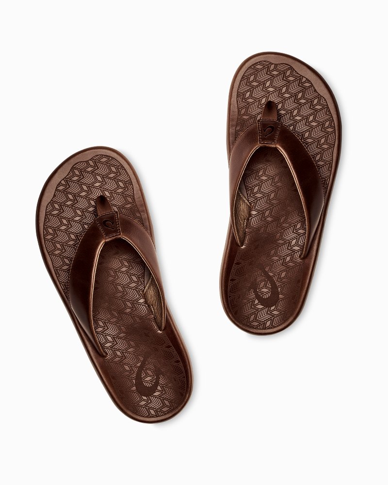 Ilikai Men's Leather Beach Sandals - Dark Wood