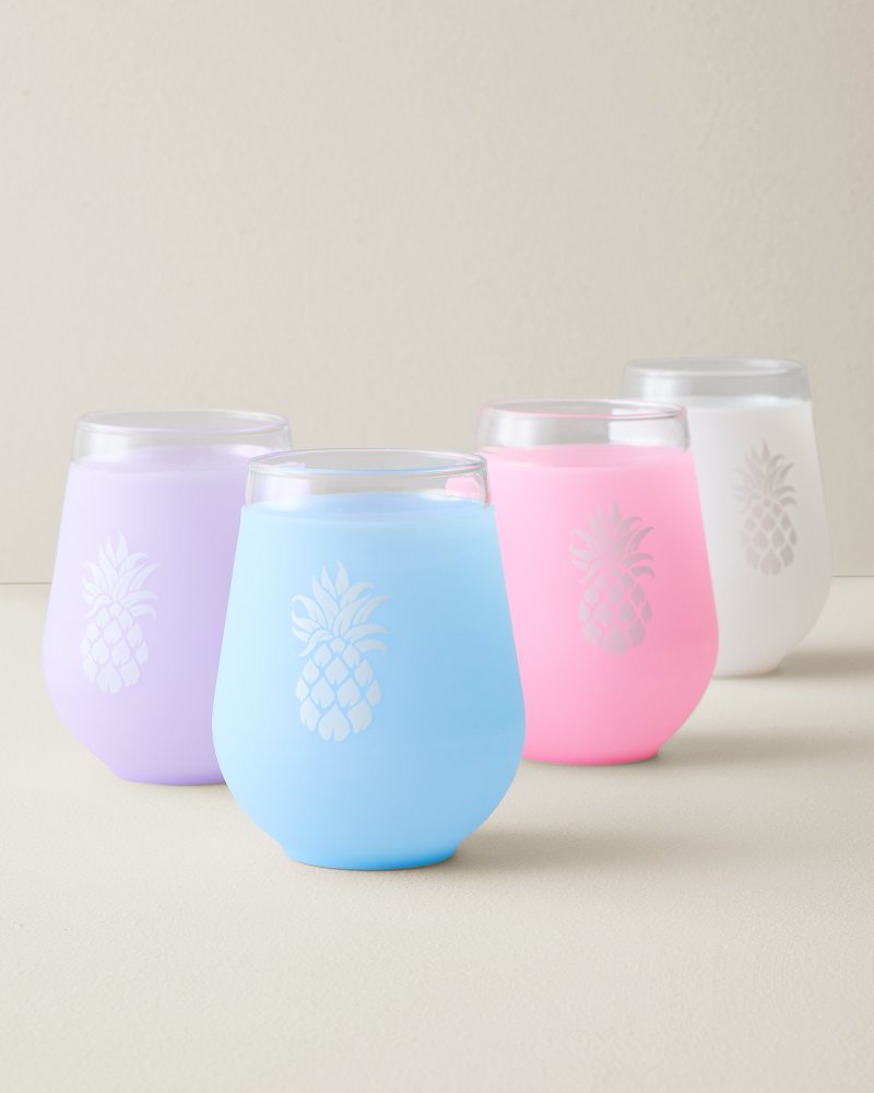 Silicone-Wrapped 16-oz. Stemless Wine Glasses - Set of 4