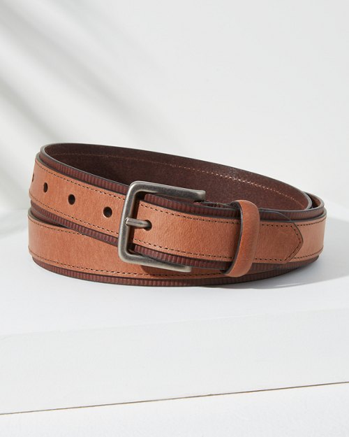 Tan Leather Overlay Belt
