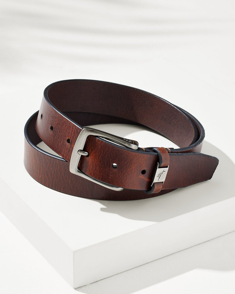 Big & Tall Italian Woven Stretch Leather Casual Belt in Cognac