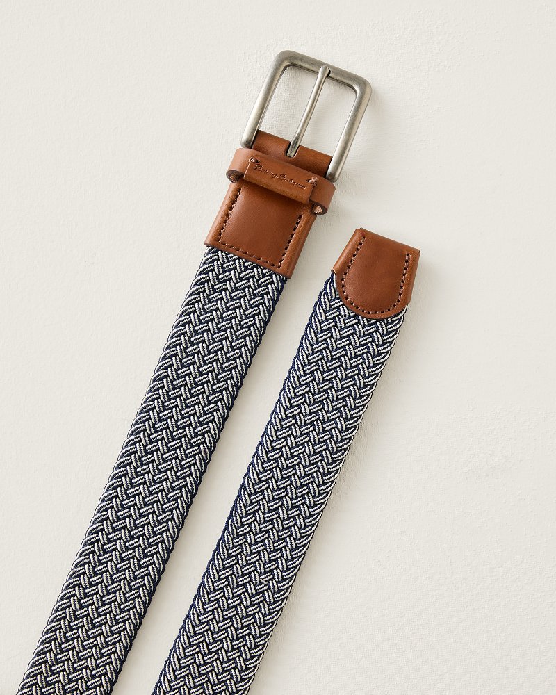 Tan Stretch Webbed Belt With Tabs