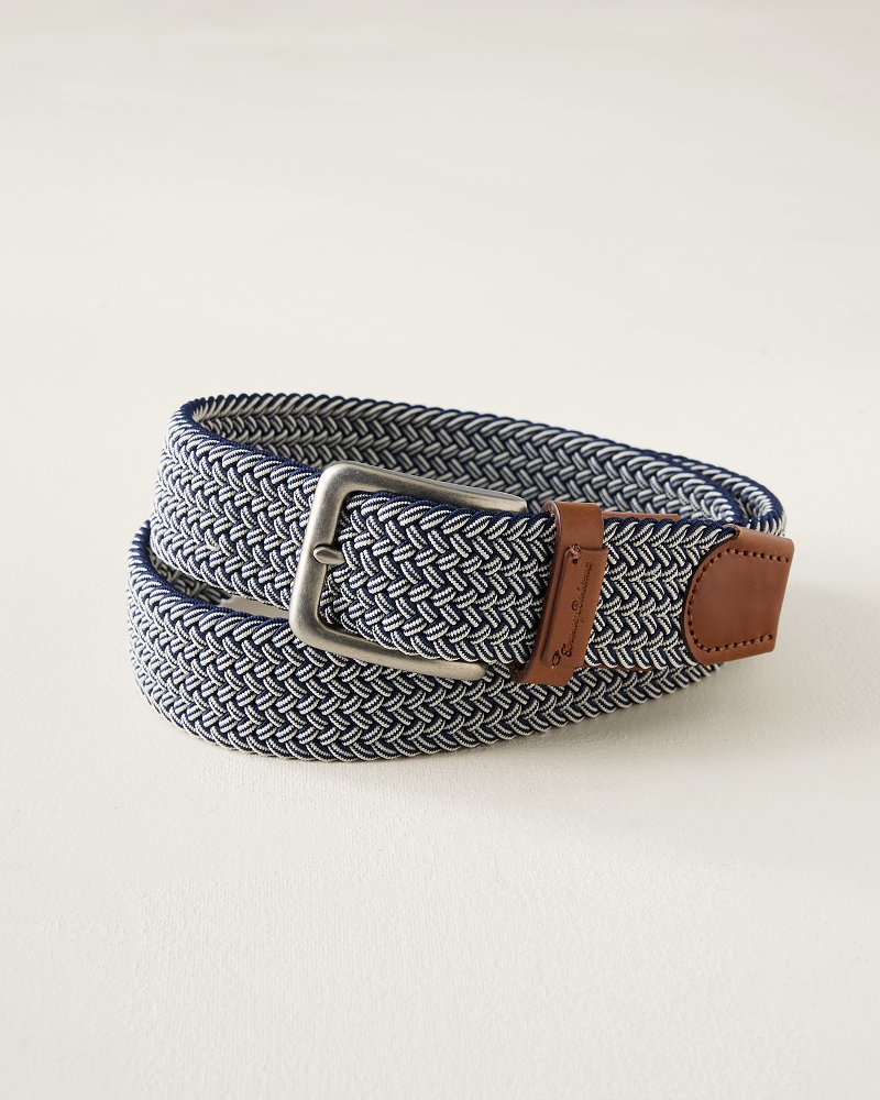 Tan Stretch Webbed Belt With Tabs