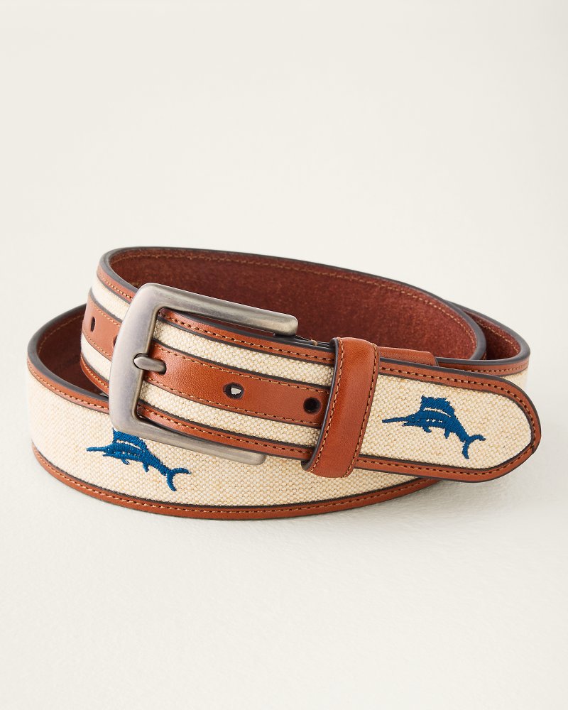 Embroidered Feather-Edge Belt
