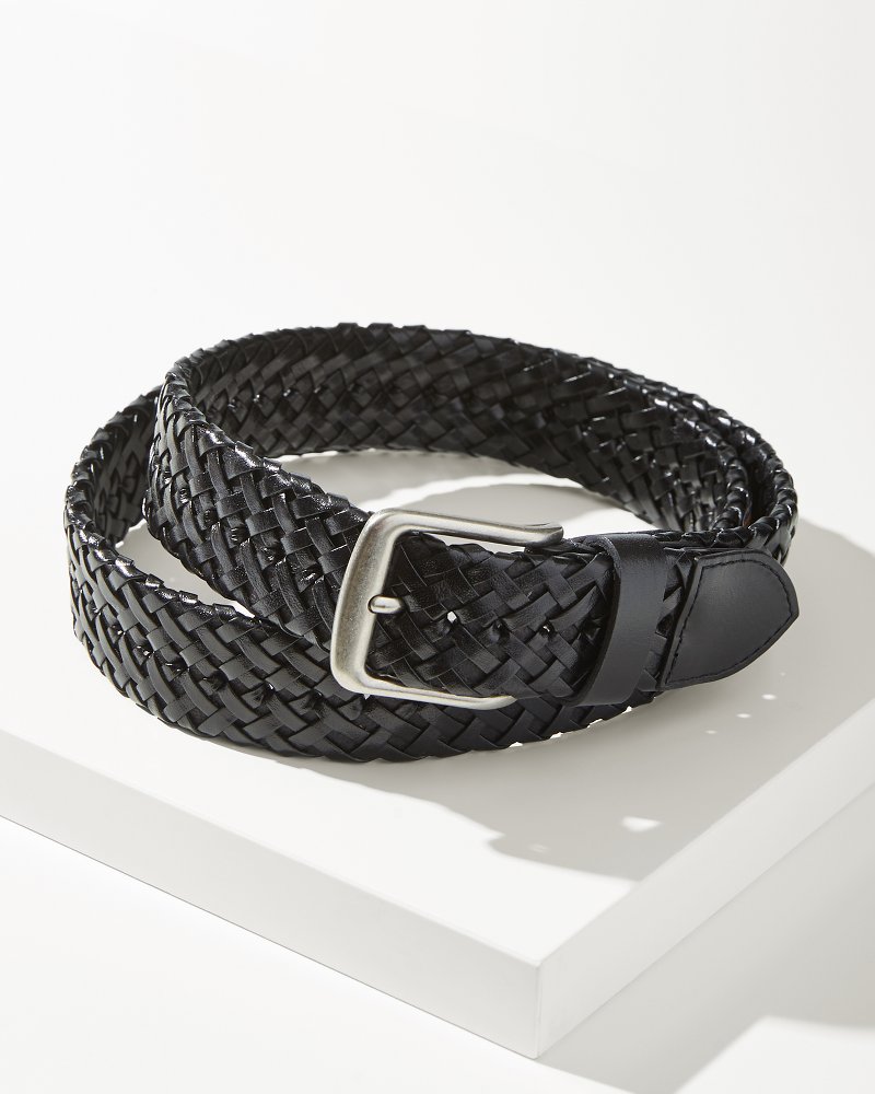  Mai Woven Bag Strap - Black & White with Black Leather