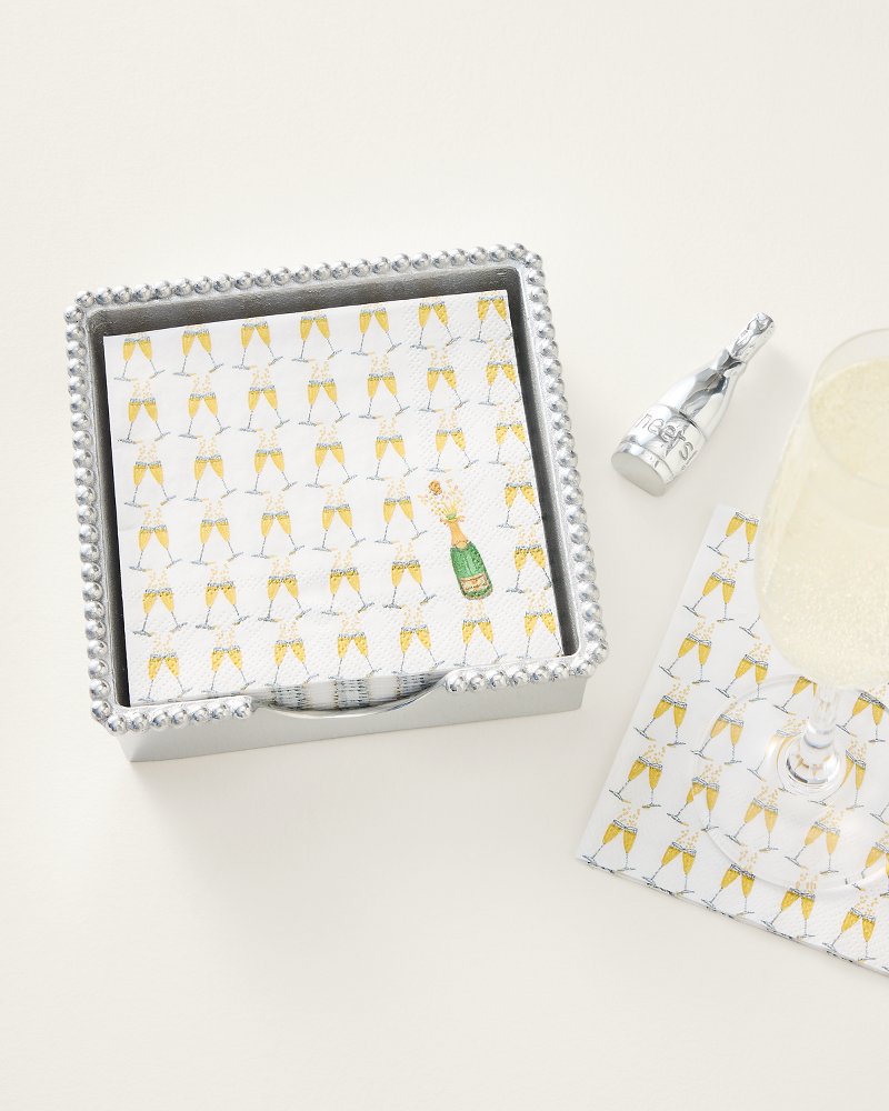 Champagne Beaded Napkin Box