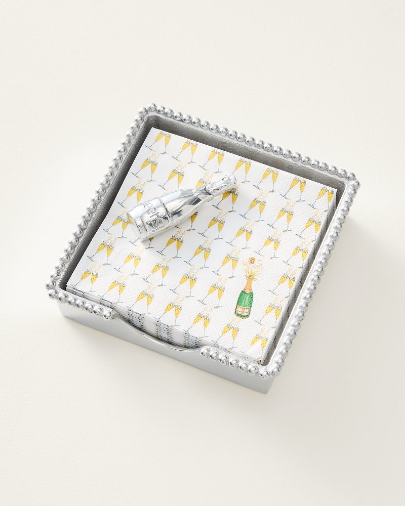 Champagne Beaded Napkin Box