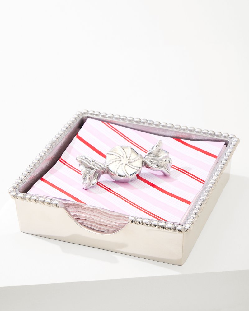 Beaded Peppermint Napkin Box Set