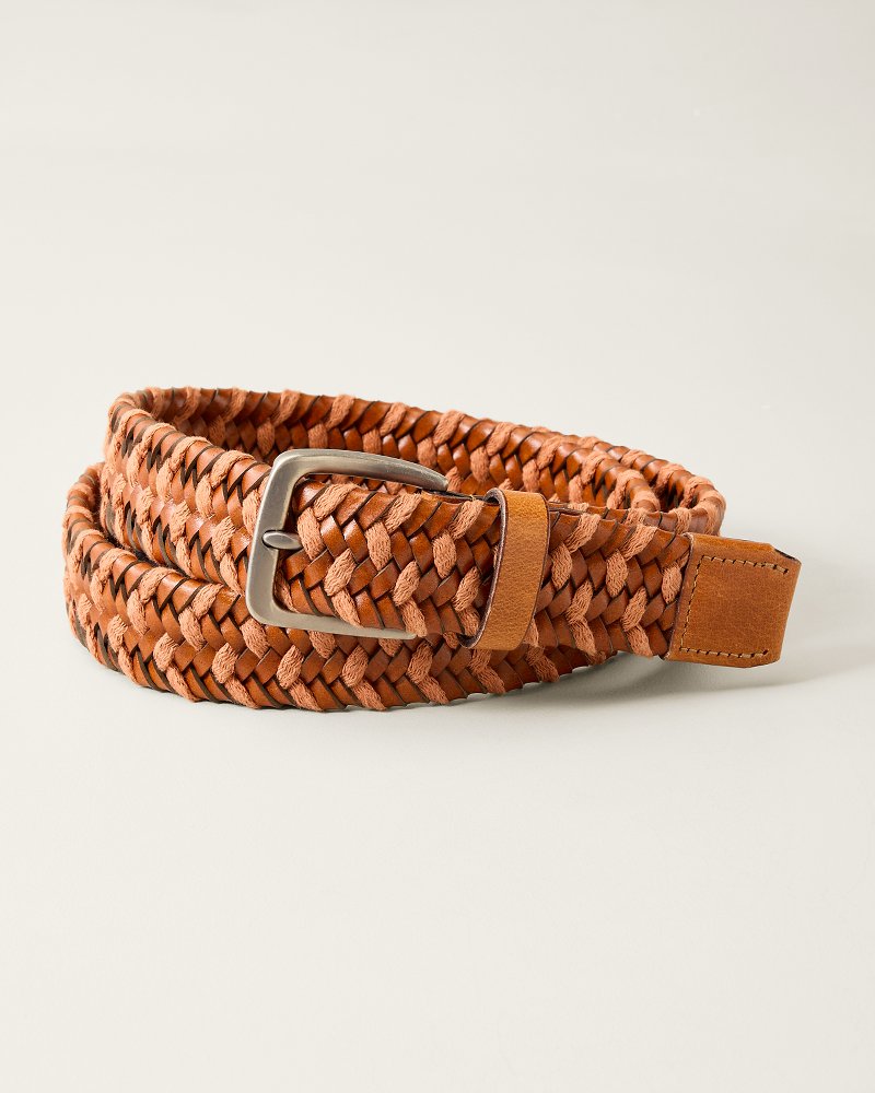 Big & Tall Waxed Cord Leather Stretch Belt