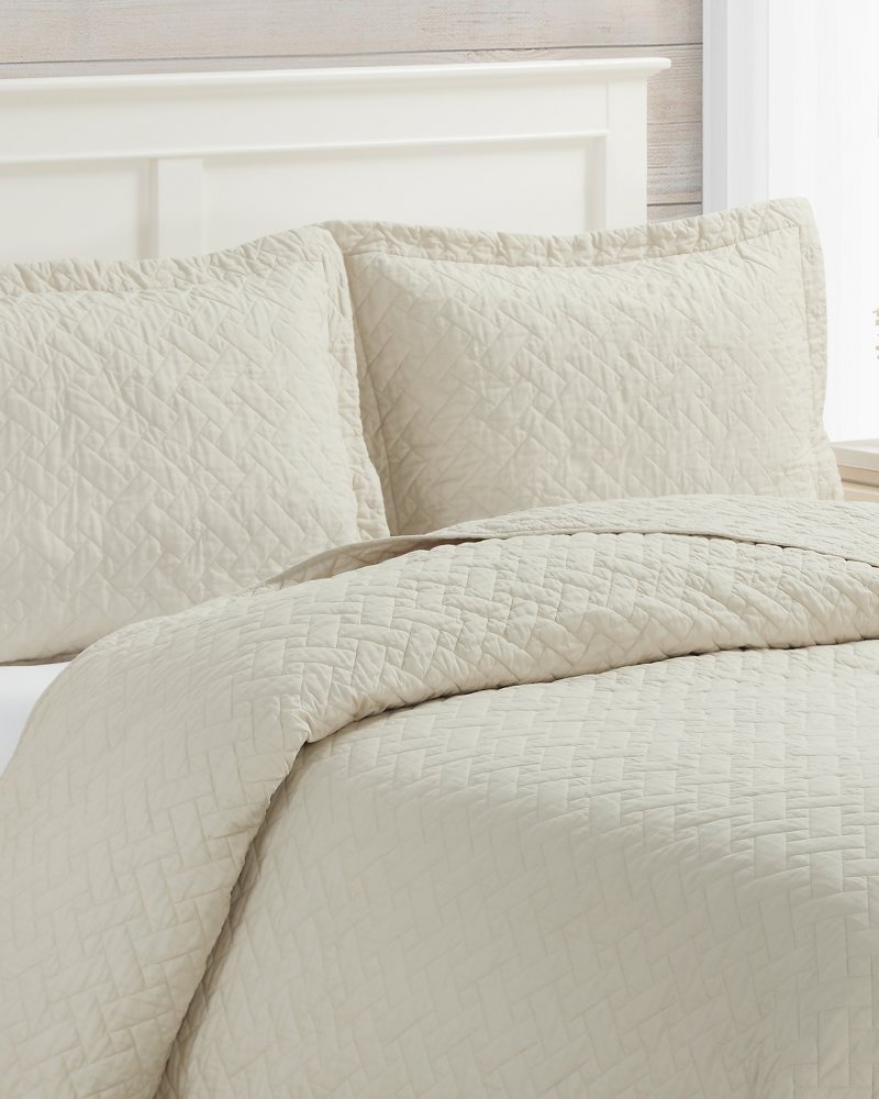 Tommy Bahama Solid Quilt Set - White - Twin