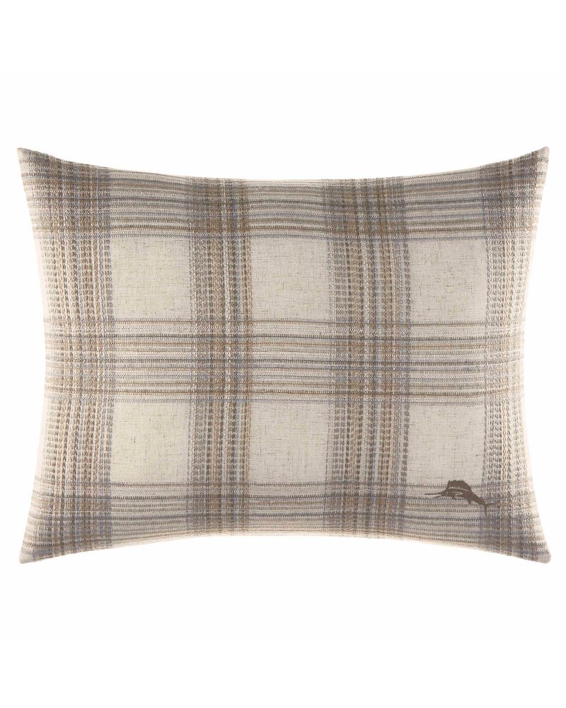Raffia Palms Plaid 16x20-Inch Pillow