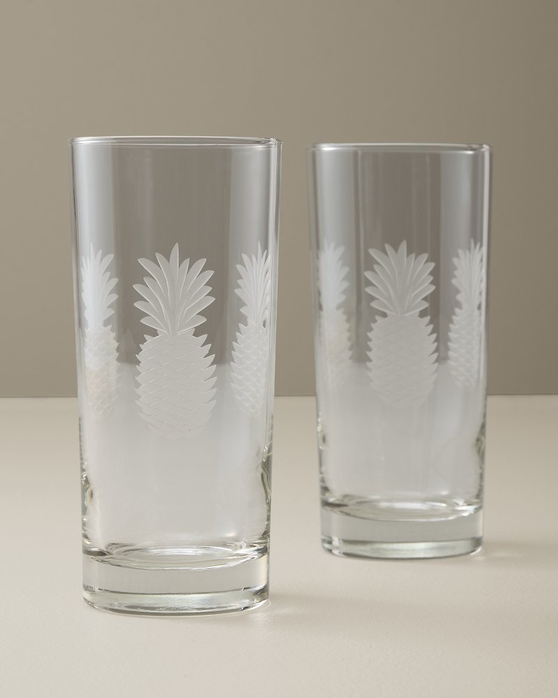 Etched Pineapple Highball 15-oz. Glasses — Set of 2