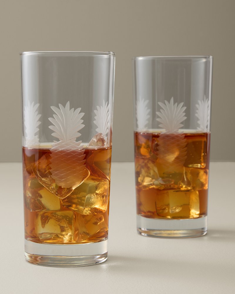 Etched Pineapple Highball 15-oz. Glasses — Set of 2