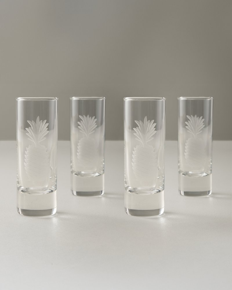 Etched Pineapple 2.5-oz. Shot Glasses — Set of 4
