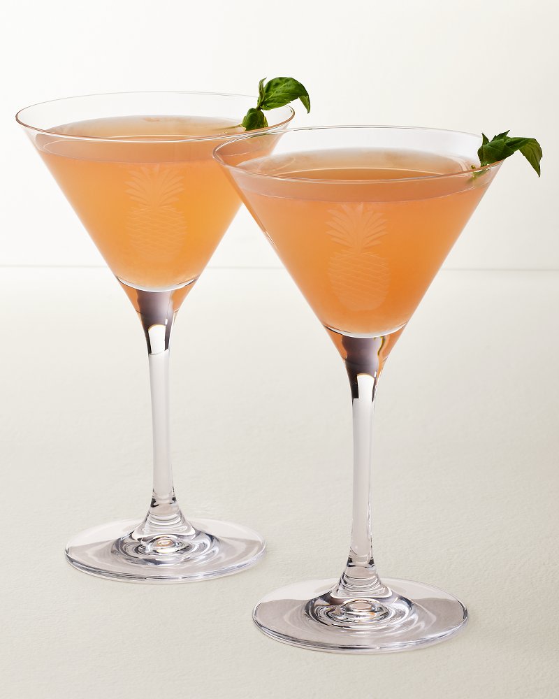 Pineapple Debossed Martini Glasses - Set of 2