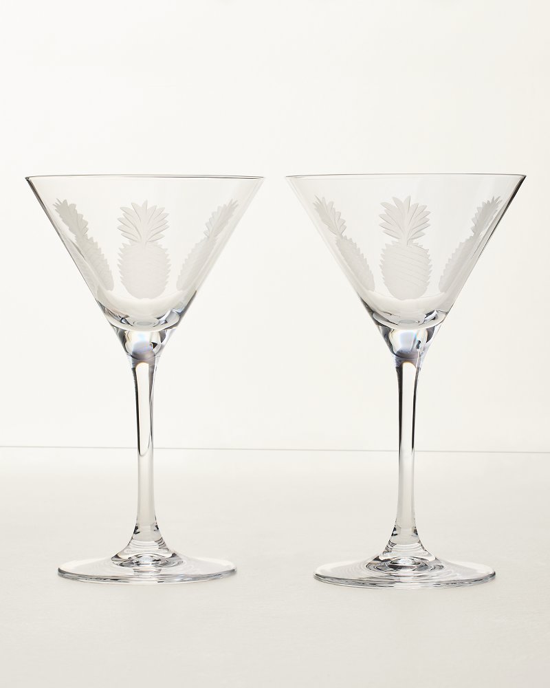Pineapple Debossed Martini Glasses - Set of 2