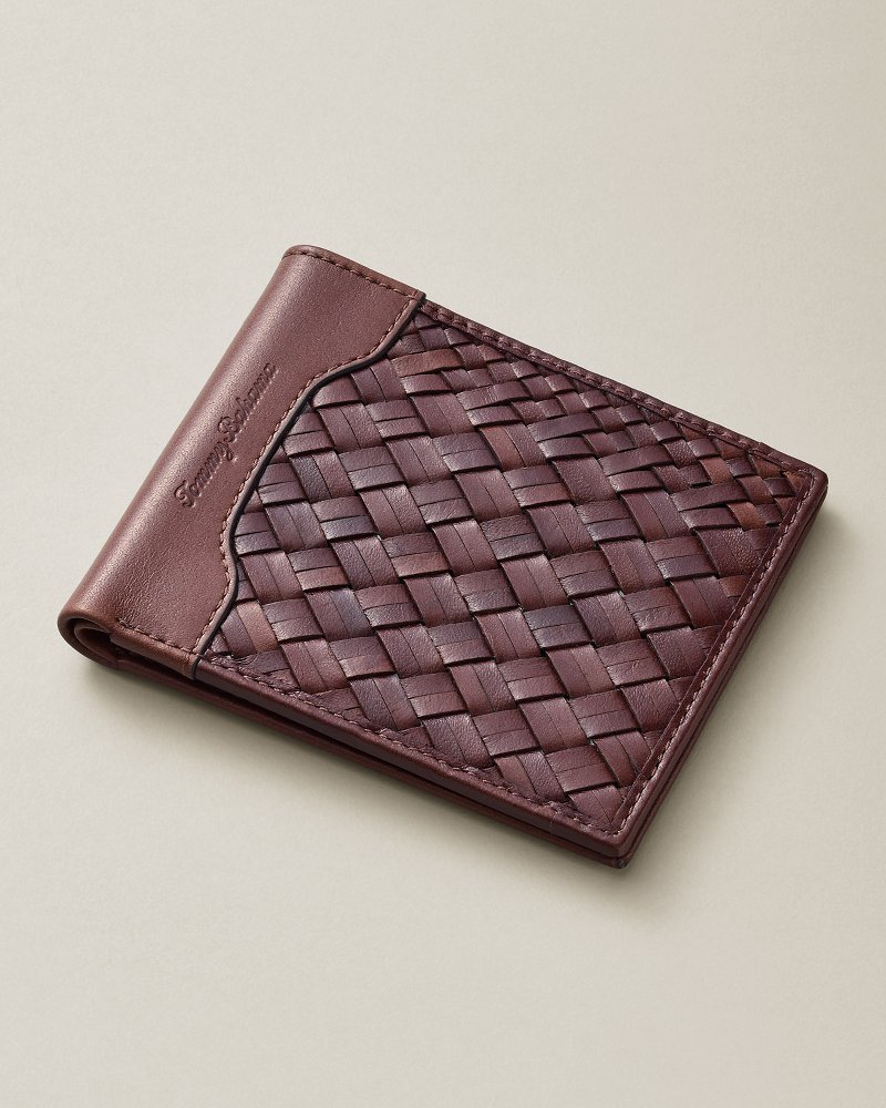 Woven Leather Slimfold Wallet