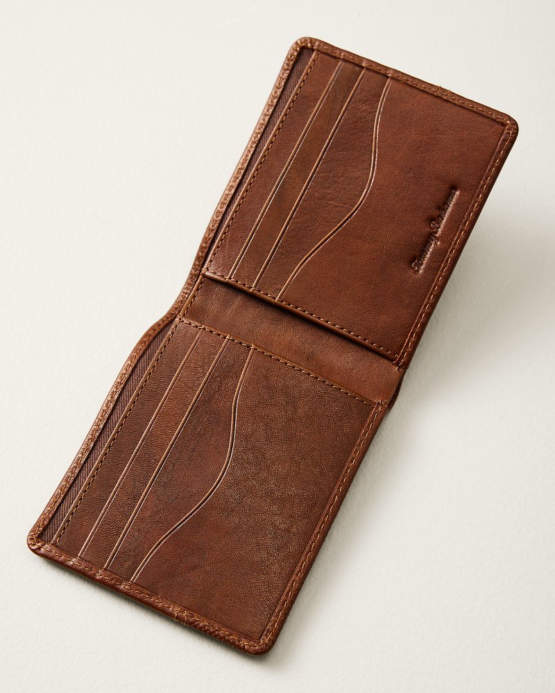 Textured Embossed Bifold Leather Wallet