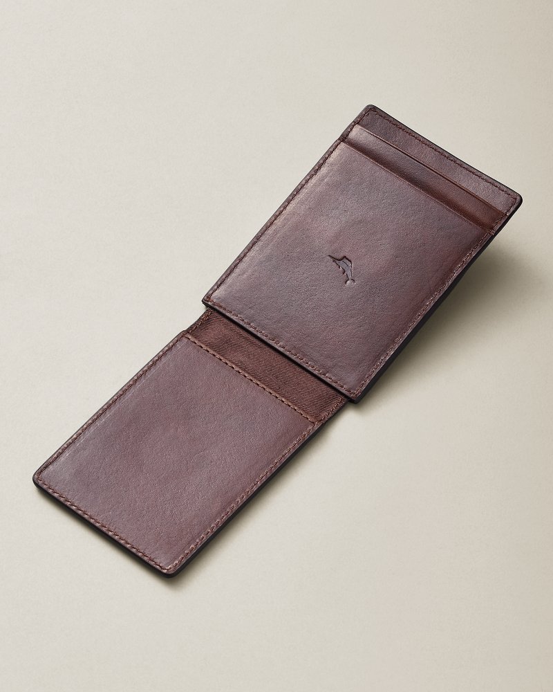 Woven Leather Wide Magnetic Wallet