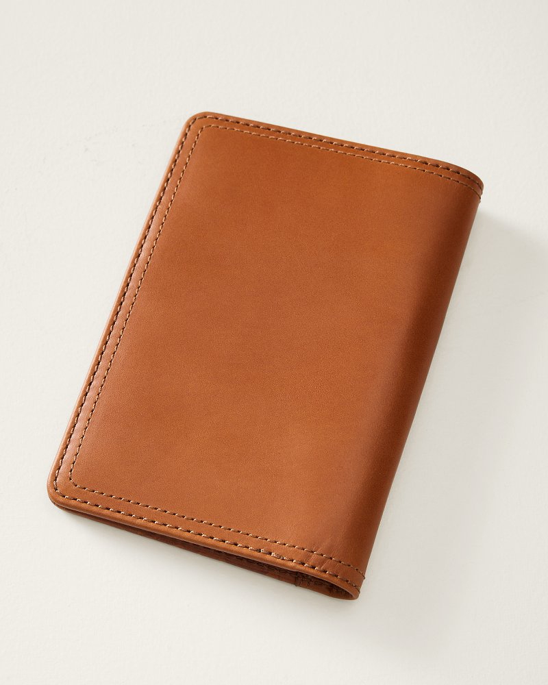 Embossed Fronds Leather Passport Case