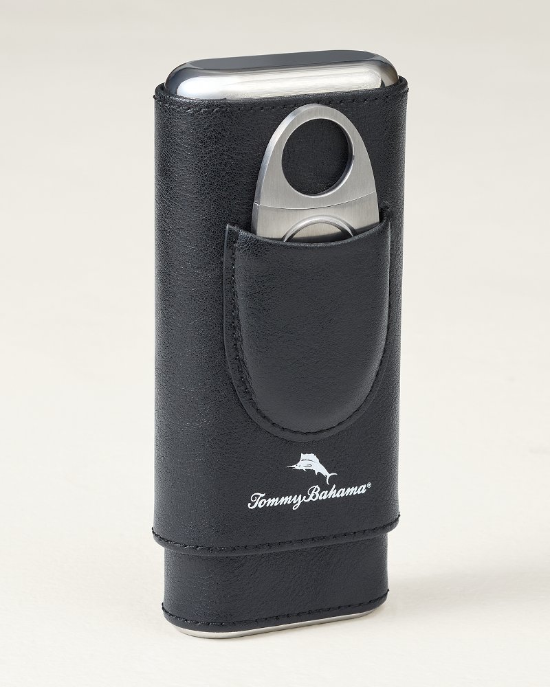 Ashton 3-Cigar Leather Case With Cutter