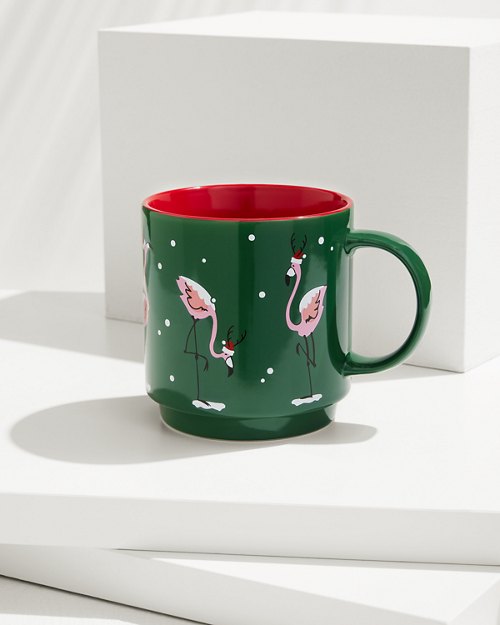 Flamingo Santa Ceramic Stackable Mug