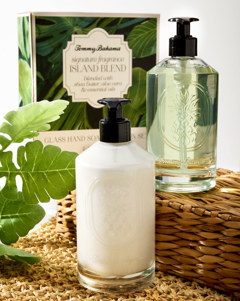 Island Blend Glass Hand Soap Lotion Set