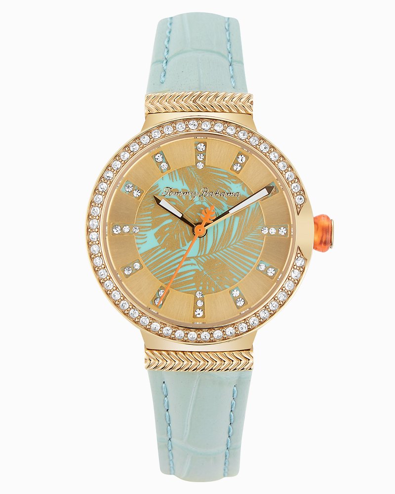 Gold-Toned Woven Fronds Watch With Swarovski® Crystals