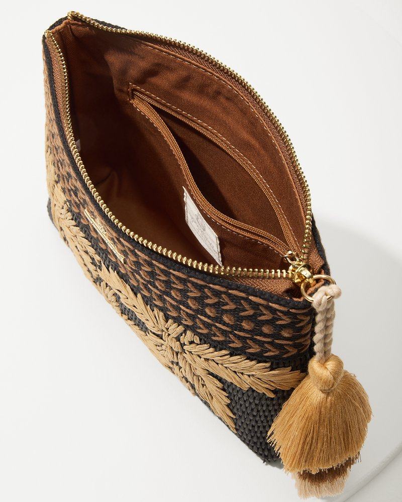 Spartina Raffia Palms Maci Embroidered Wristlet