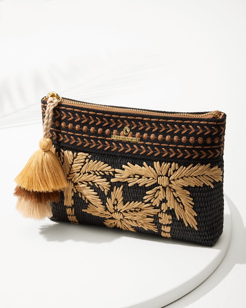 Spartina Raffia Palms Maci Embroidered Wristlet