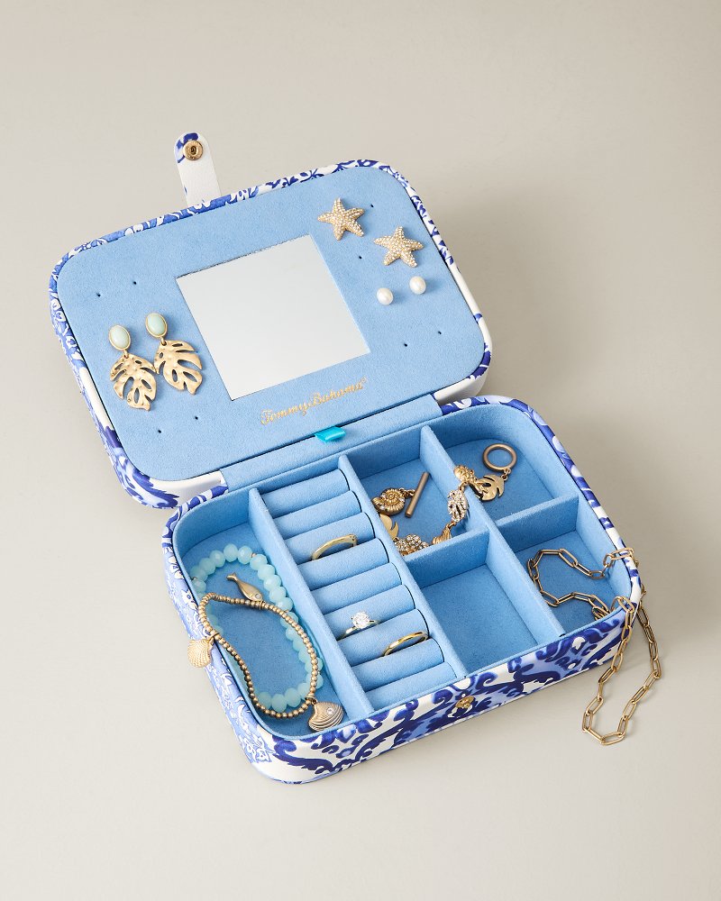 Palm Cove Rectangular Travel Jewelry Box