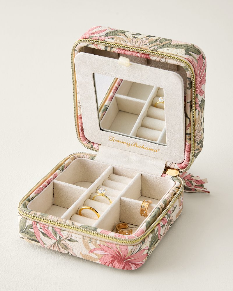 Coastal Blossoms Travel Square Jewelry Box