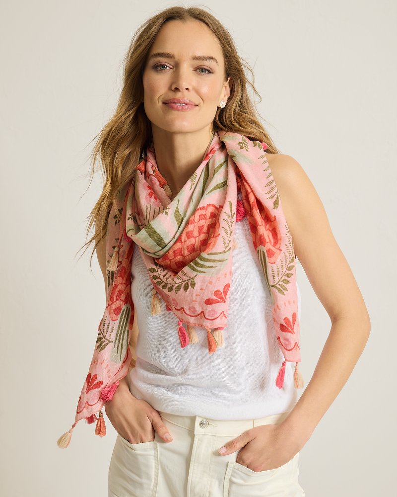 Thumbnail for Alljoy Landing Pineapple Linen-Blend Scarf
