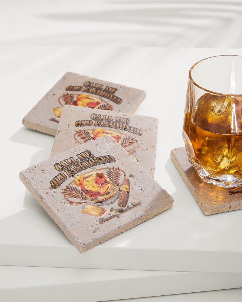 Call Me Old Fashioned Travertine Coaster Set