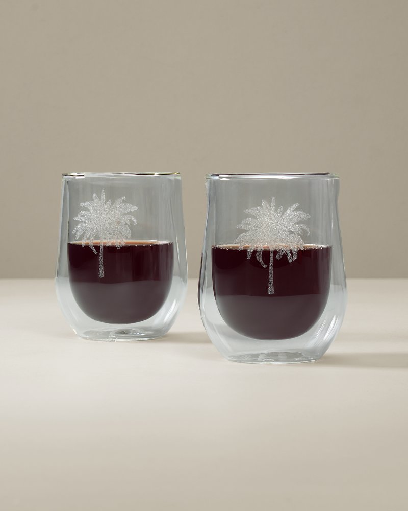 Stemless Palm Tree 12-oz. Wine Glasses - Set of 2