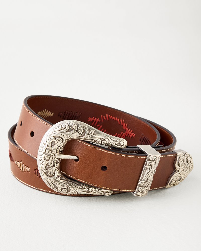 Tommy Bahama x Stetson Embroidered Leather Belt