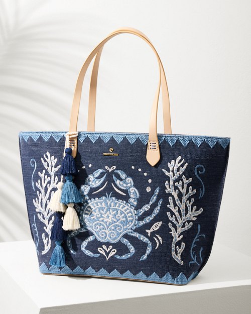 Embroidered Fiesta Crab Tote