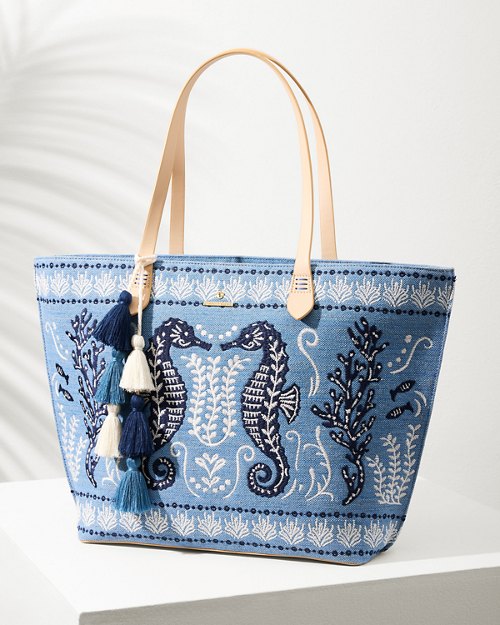 Embroidered Fiesta Seahorse Tote