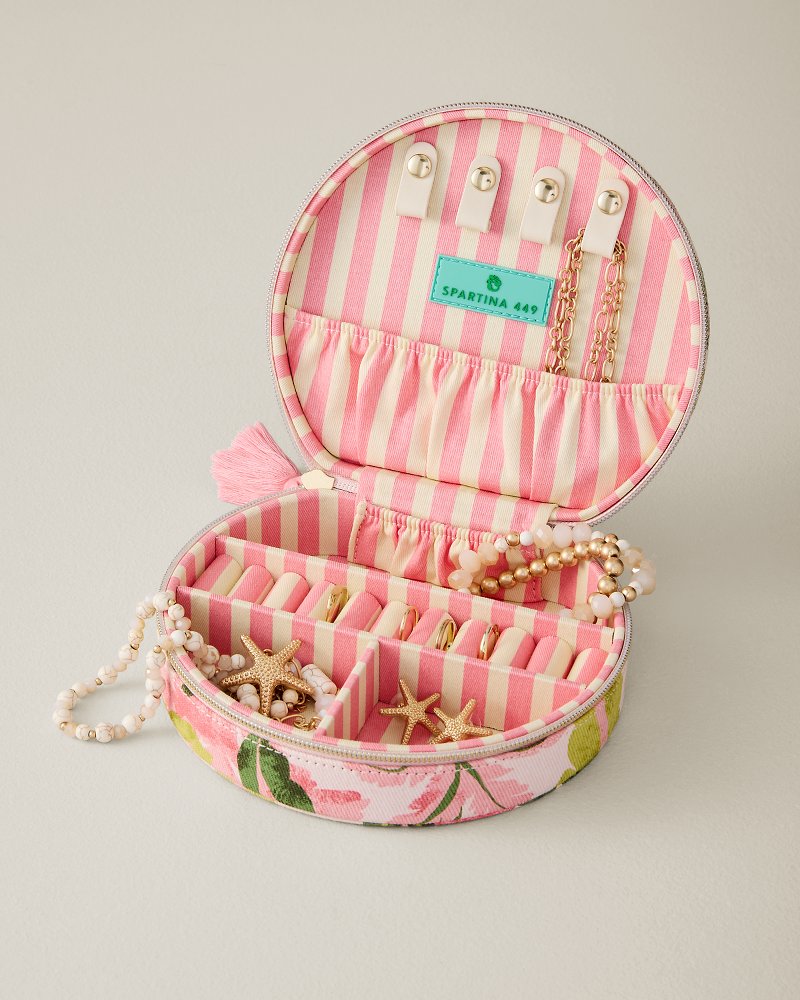 Palm Paradise Round Travel Jewelry Case