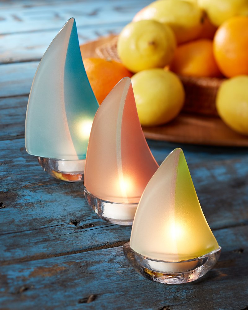 sailboat tea light candle holder