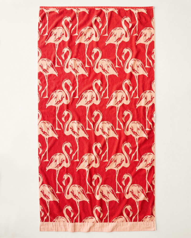 Thumbnail for Flamingo Dance Woven Oversized Beach Towel