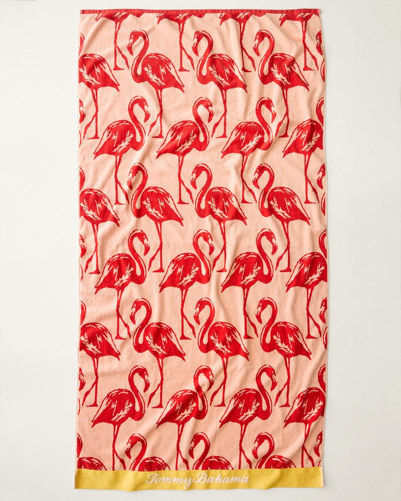 Thumbnail for Flamingo Dance Woven Oversized Beach Towel