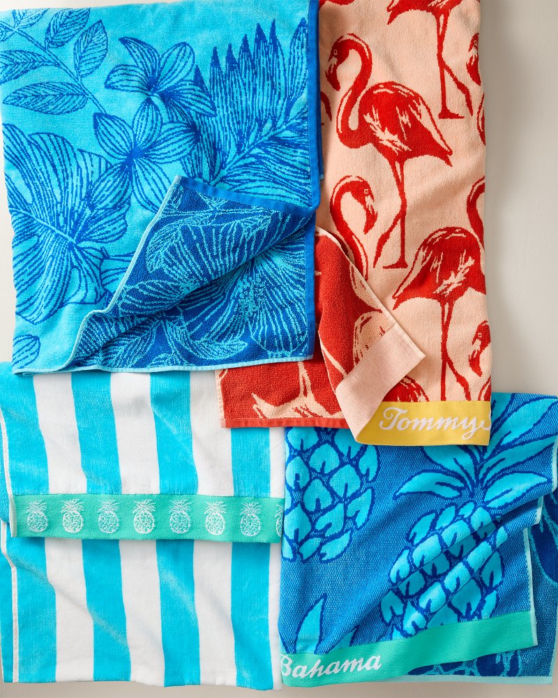 Thumbnail for Linear Hibiscus Woven Oversized Beach Towel