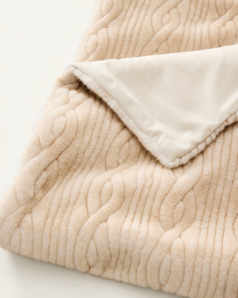 Cable Knit Plush Throw Blanket