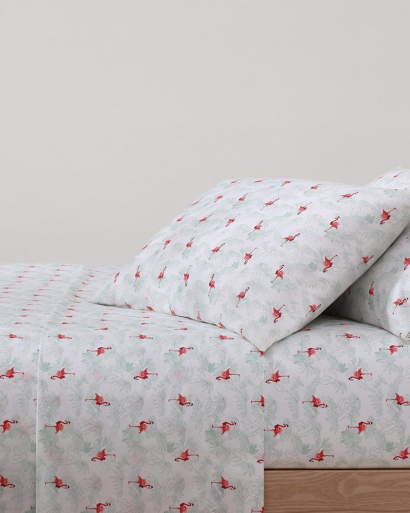 Flamingo Santa Full/Queen 4-Piece Sheet Set
