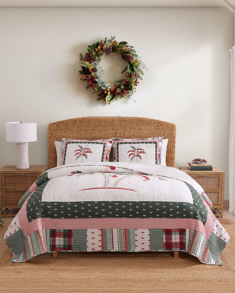 Palm Tree Patchwork 3-Piece Full/Queen Quilt Set