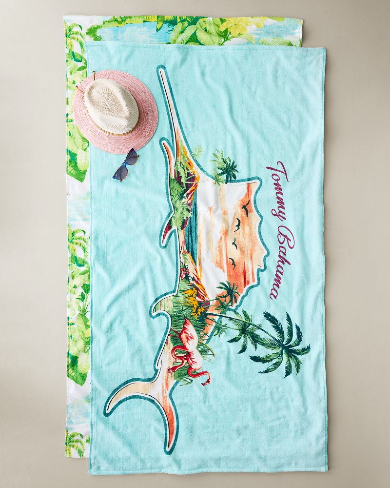 Tropical Toile & Marlin Paradise Beach Towels - Set of 2
