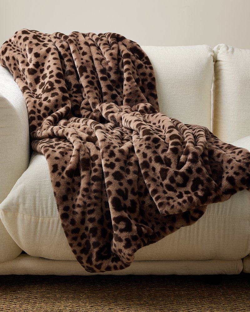 Luau Leopard Faux-Fur Throw Blanket