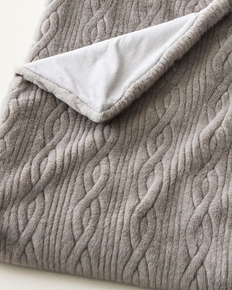 Cable Faux-Fur Throw Blanket