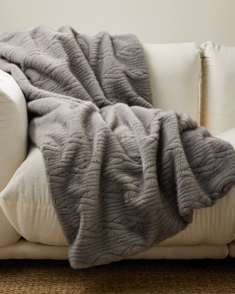 Cable Faux-Fur Throw Blanket